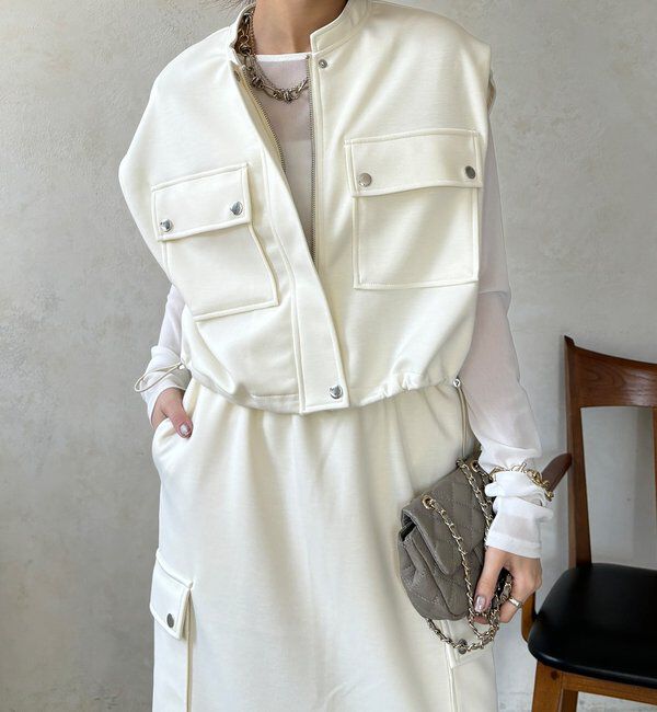  「【WEB限定】ショートベスト&times;カーゴスカートセット」|スーツ|