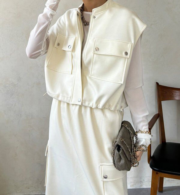  「【WEB限定】ショートベスト&times;カーゴスカートセット」|スーツ|