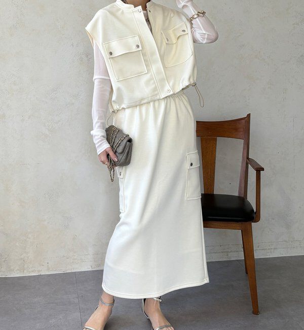  「【WEB限定】ショートベスト&times;カーゴスカートセット」|スーツ|