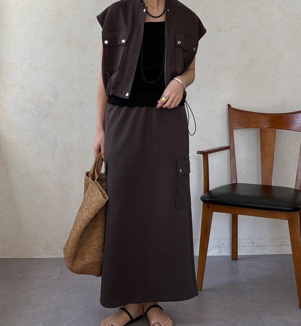  「【WEB限定】ショートベスト&times;カーゴスカートセット」|スーツ|