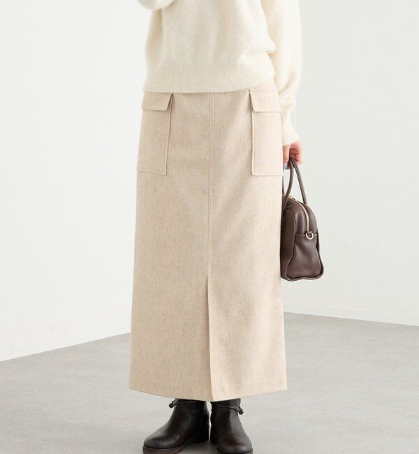  「【上品な装いに】エコツイードポケットスカート」|スカート|