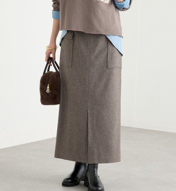  「【上品な装いに】エコツイードポケットスカート」|スカート|