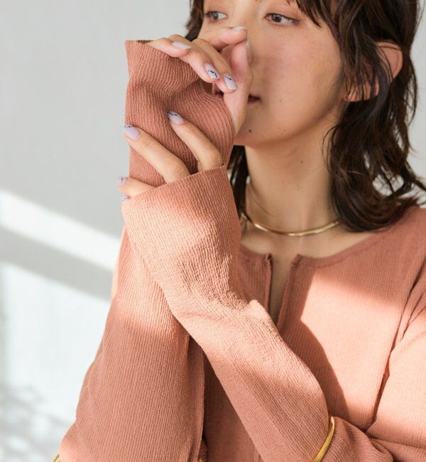  「予約【抜け感】ZIPリブニットカーディガン」|カーディガン|オレンジ
