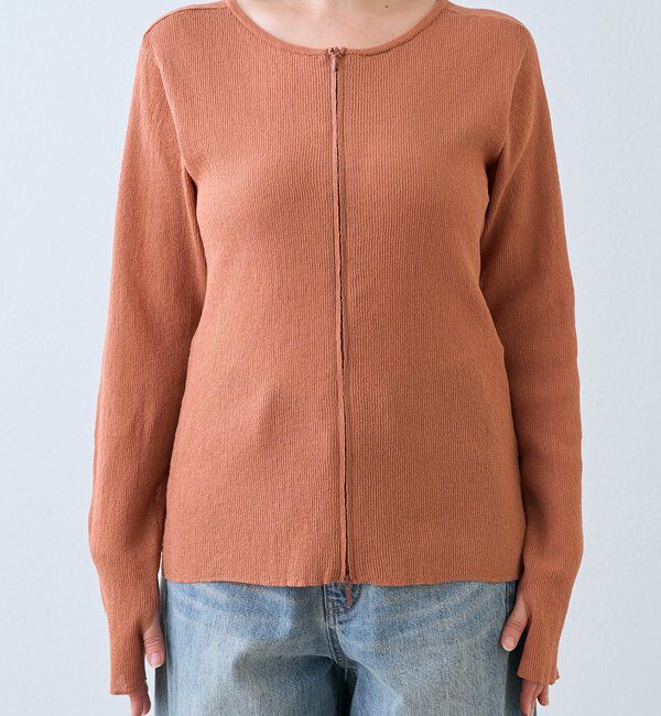  「予約【抜け感】ZIPリブニットカーディガン」|カーディガン|