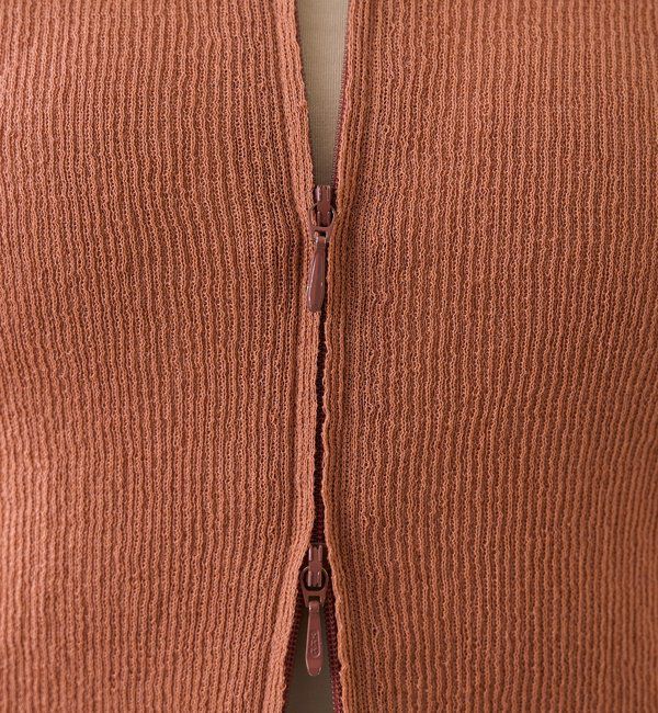  「予約【抜け感】ZIPリブニットカーディガン」|カーディガン|