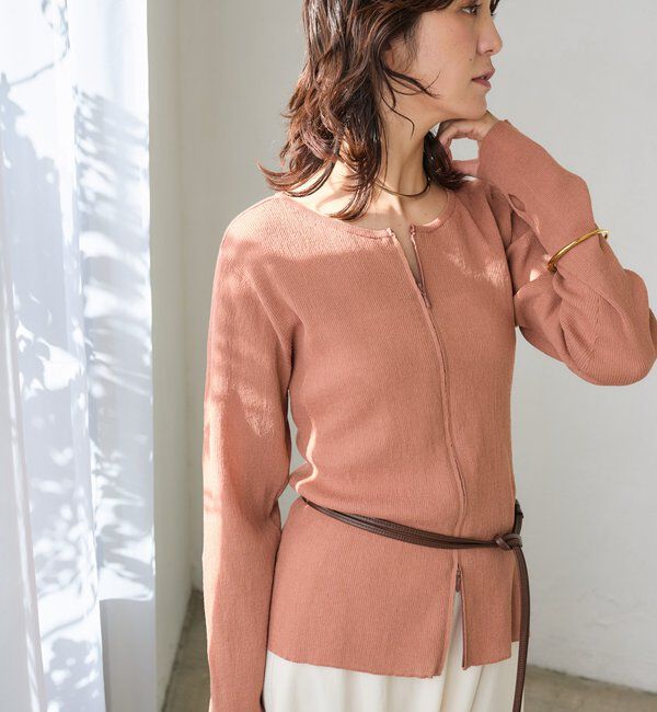  「予約【抜け感】ZIPリブニットカーディガン」|カーディガン|