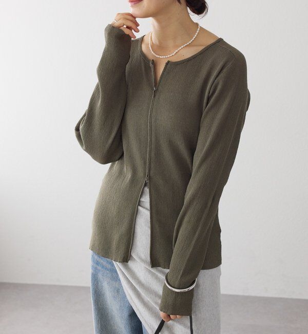 「予約【抜け感】ZIPリブニットカーディガン」|カーディガン|