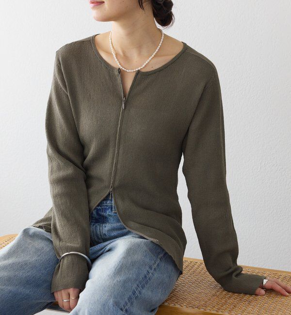  「予約【抜け感】ZIPリブニットカーディガン」|カーディガン|