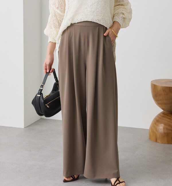  「予約【3サイス展開】ジャージータックワイドスラックス」|チノ|