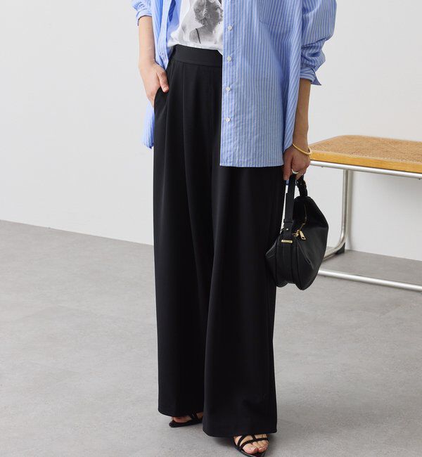  「予約【3サイス展開】ジャージータックワイドスラックス」|チノ|