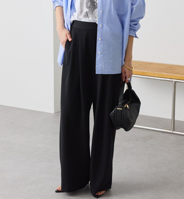  「予約【3サイス展開】ジャージータックワイドスラックス」|チノ|