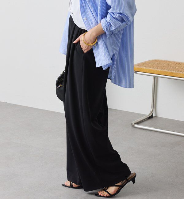  「予約【3サイス展開】ジャージータックワイドスラックス」|チノ|