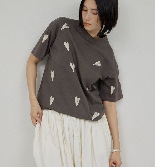  「【Dhritie】リーフ刺繍Tee」|Tシャツ・カットソー|