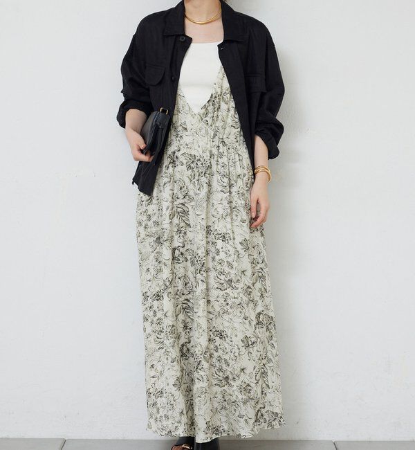  「ボタニカルサテンディープVキャミワンピース」|ワンピース|オフホワイト