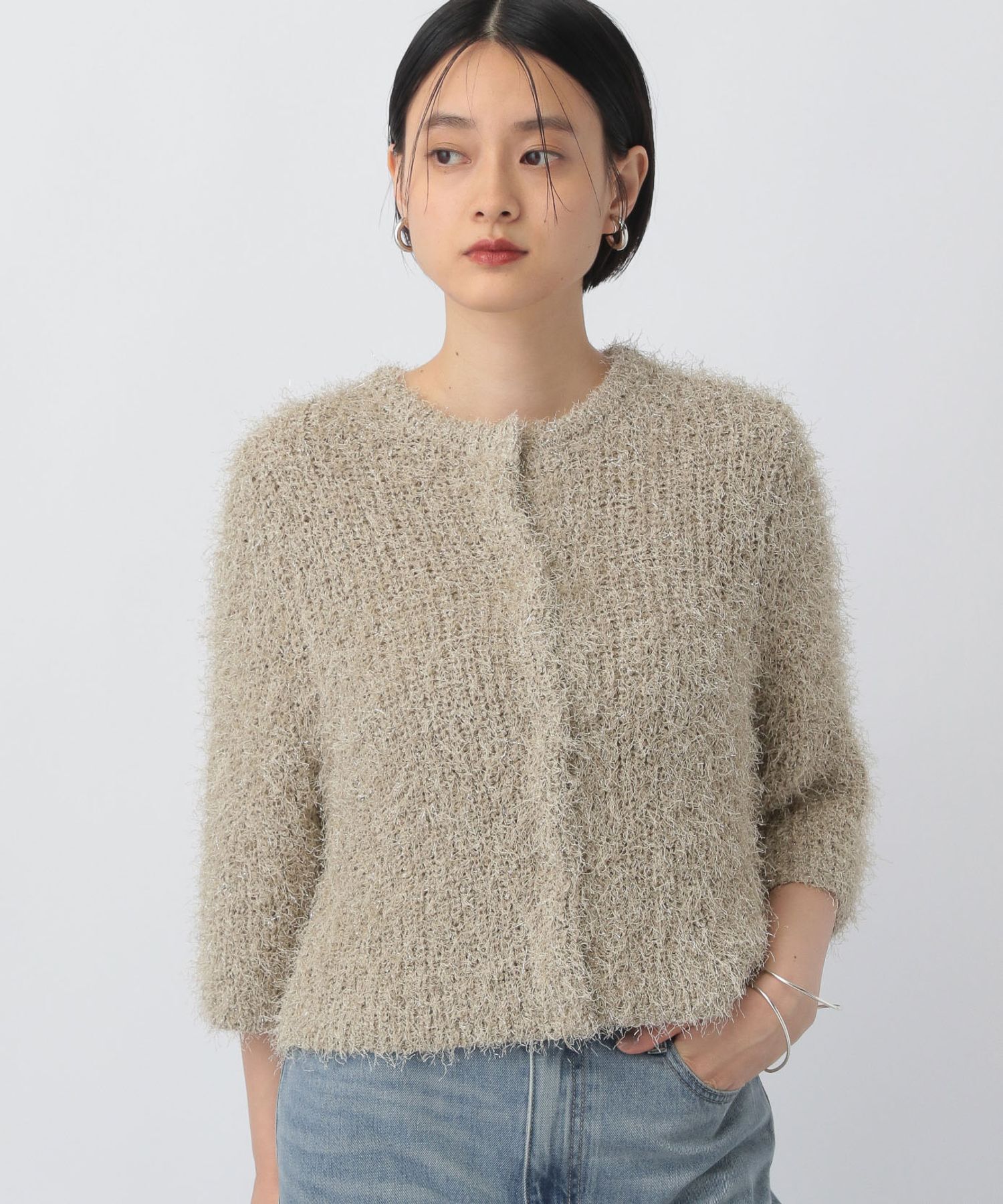A part by 「ラメフェザーカーディガン_半袖」|ニット・セーター|