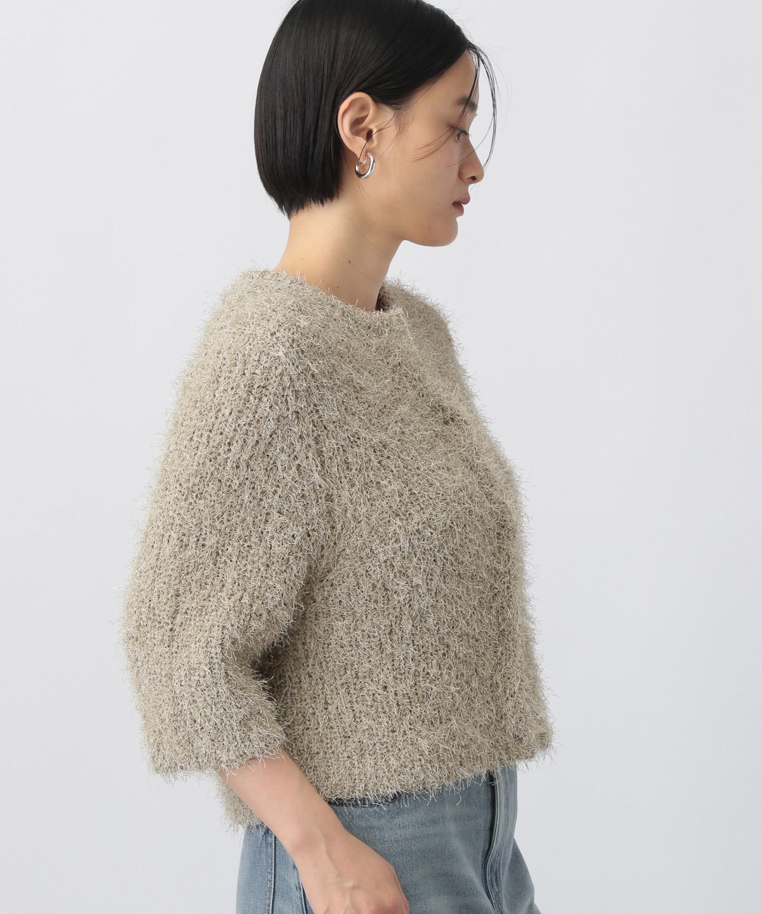 A part by 「ラメフェザーカーディガン_半袖」|ニット・セーター|