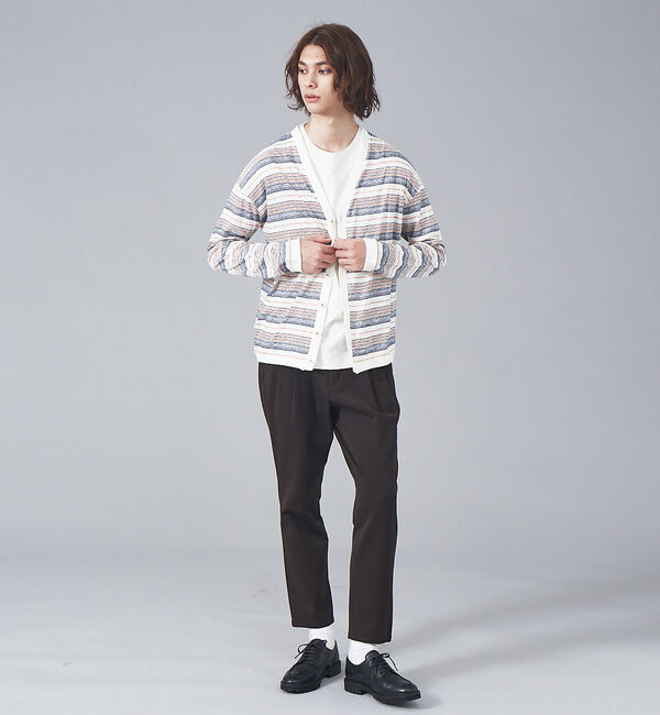ABAHOUSE「リネン ジャージー マルチボーダー カーディガン」|カーディガン|