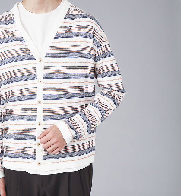 ABAHOUSE「リネン ジャージー マルチボーダー カーディガン」|カーディガン|