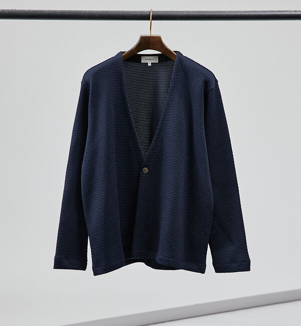 ABAHOUSE「クォーターゲージ ワンボタン カーディガン」|カーディガン|ネイビー