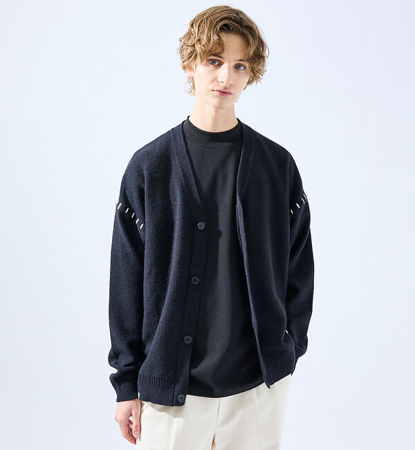 ABAHOUSE「【AH ABAHOUSE】ハンドステッチ カーディガン」|カーディガン|ブラック
