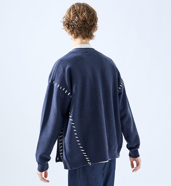 ABAHOUSE「【AH ABAHOUSE】ハンドステッチ カーディガン」|カーディガン|ブルーグレー