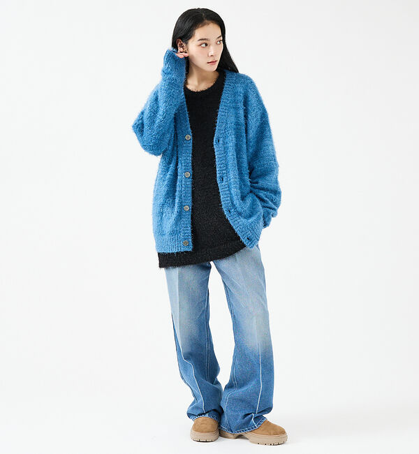 ABAHOUSE「【Revo.レボ】 モヘアライク ニット カーディガン/ルーズフィット /ユニセ」|カーディガン|