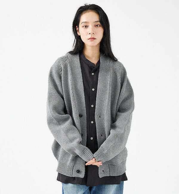 ABAHOUSE「【FORTUNA/フォルトゥナ】ECOTEC-Knit /オーバーサイズ カーデ」|カーディガン|ライトグレー
