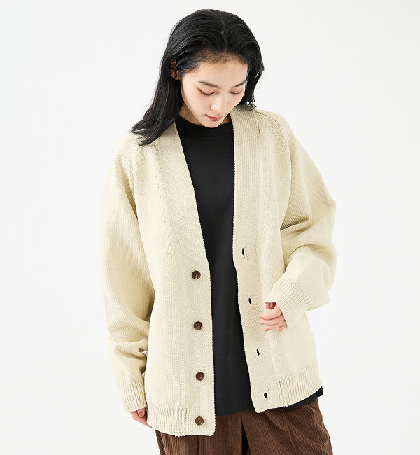 ABAHOUSE「【FORTUNA/フォルトゥナ】ECOTEC-Knit /オーバーサイズ カーデ」|カーディガン|ライトベージュ