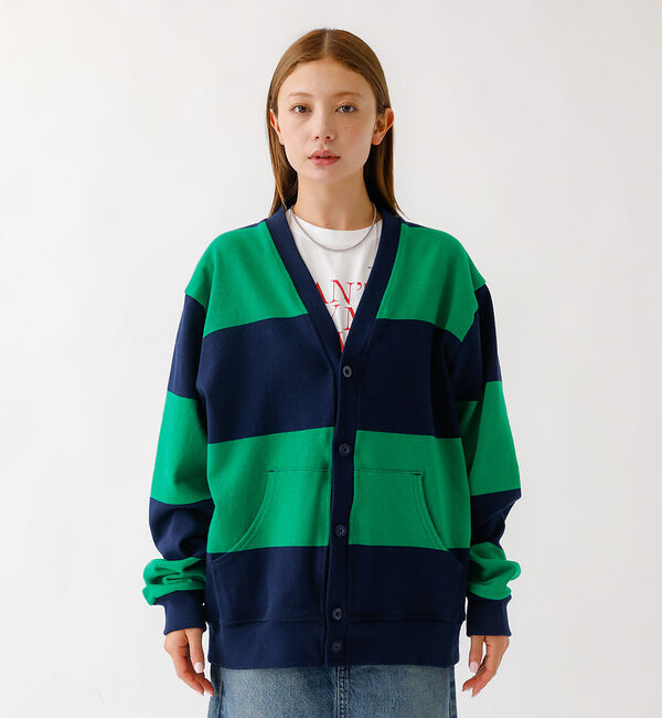 ABAHOUSE「BARBARIAN 12ozHEAVY WEIGHTカーディガン/ボーダー/ユニ」|カーディガン|