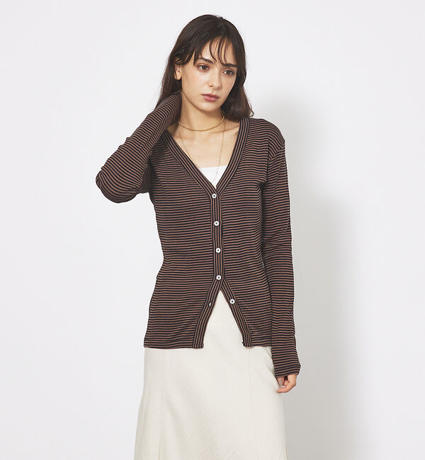 Rouge vif「【Robert P. Miller】パネルリブ Vネックカーディガン / カット」|カーディガン|