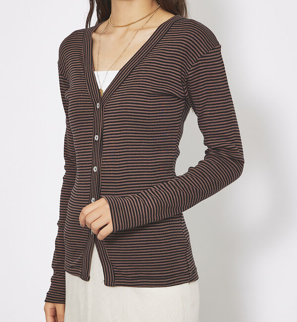 Rouge vif「【Robert P. Miller】パネルリブ Vネックカーディガン / カット」|カーディガン|