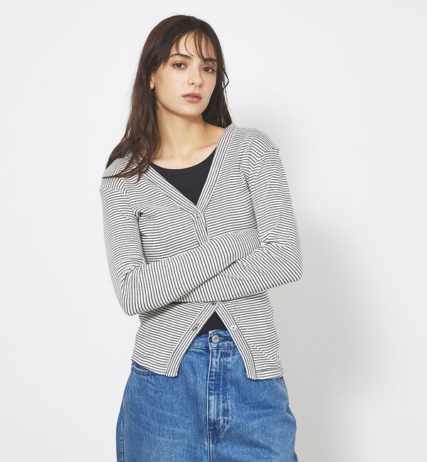 Rouge vif「【Robert P. Miller】パネルリブ Vネックカーディガン / カット」|カーディガン|