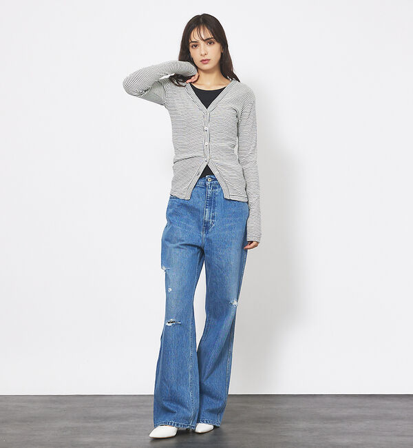 Rouge vif「【Robert P. Miller】パネルリブ Vネックカーディガン / カット」|カーディガン|