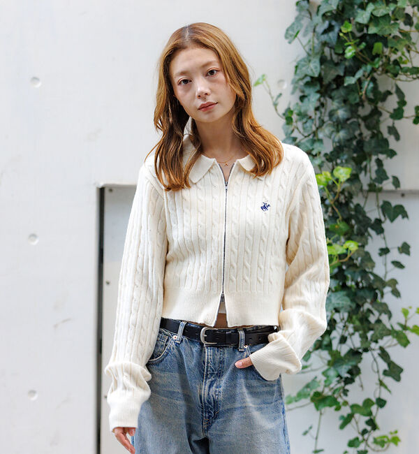 Rouge vif「【BEVERY HILLS P.C/ビバリーヒルズポロクラブ】ケーブル編ポロカー」|カーディガン|