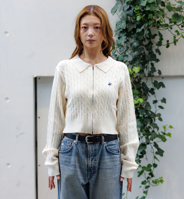 Rouge vif「【BEVERY HILLS P.C/ビバリーヒルズポロクラブ】ケーブル編ポロカー」|カーディガン|