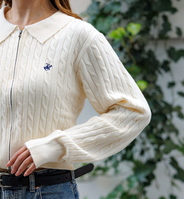 Rouge vif「【BEVERY HILLS P.C/ビバリーヒルズポロクラブ】ケーブル編ポロカー」|カーディガン|