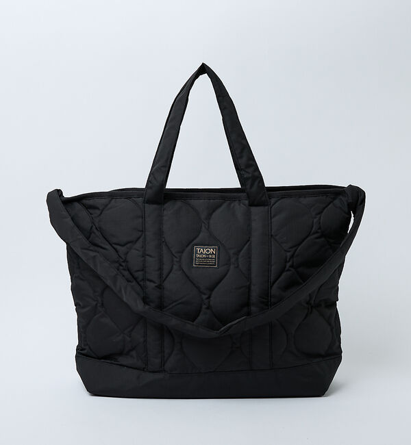 Rouge vif「【TAION / タイオン】ミリタリー ジップ ダウントートバッグM / 大容量」|トートバッグ|ブラック