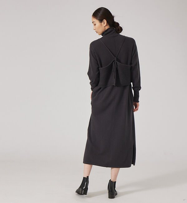 qualite「レイヤードニットワンピース」|ワンピース|チャコールグレー