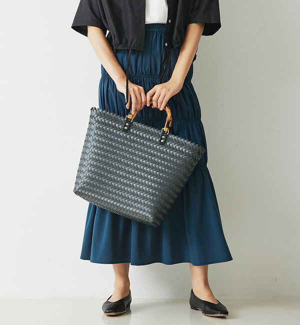 abahouse mavie「バンブートートバック」|かごバッグ|ブラック
