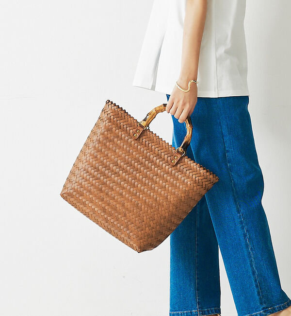 abahouse mavie「バンブートートバック」|かごバッグ|ダークブラウン