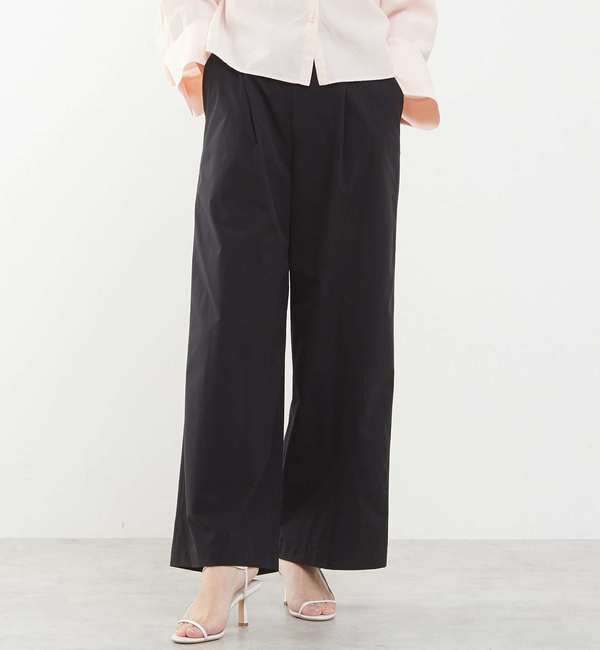 TIARA「《定番》タックワイドストレートパンツ（セットアップ可）」|その他|ブラック