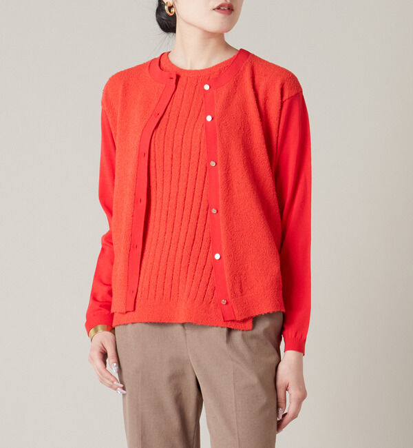 Liesse「コットンモールカーディガン」|カーディガン|レッド