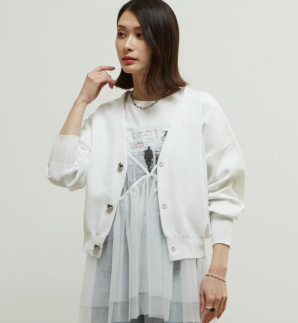 Soffitto「リブ編み前後2WAYニットカーディガン」|カーディガン|ホワイト