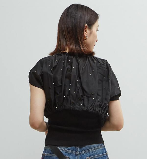 Soffitto「インド綿ドット刺繍ギャザーボレロブラウス」|カーディガン|