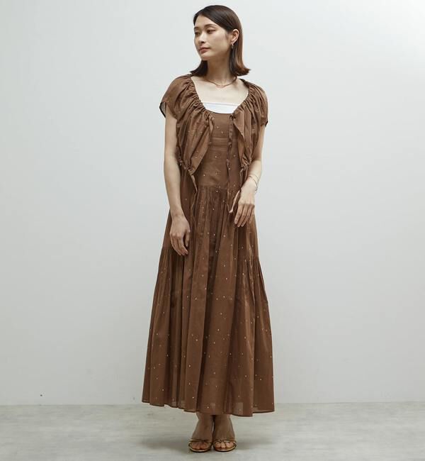 Soffitto「インド綿ドット刺繍ギャザーボレロブラウス」|カーディガン|