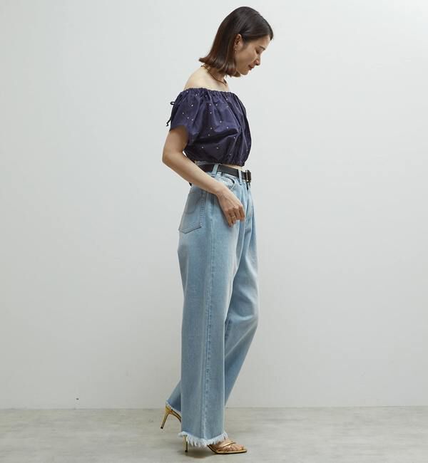 Soffitto「インド綿ドット刺繍ギャザーボレロブラウス」|カーディガン|