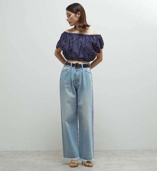 Soffitto「インド綿ドット刺繍ギャザーボレロブラウス」|カーディガン|