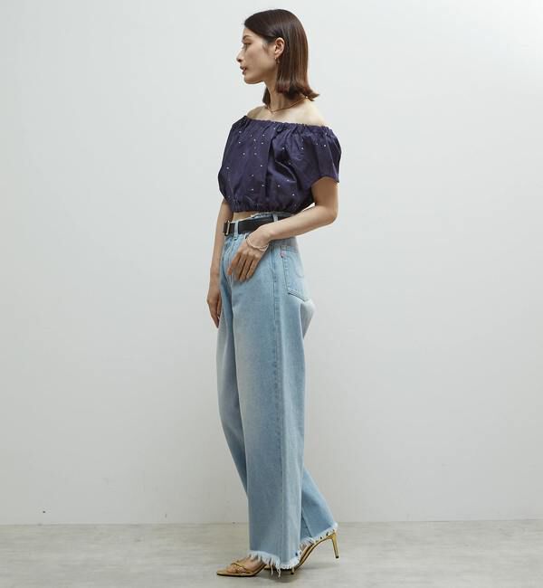 Soffitto「インド綿ドット刺繍ギャザーボレロブラウス」|カーディガン|