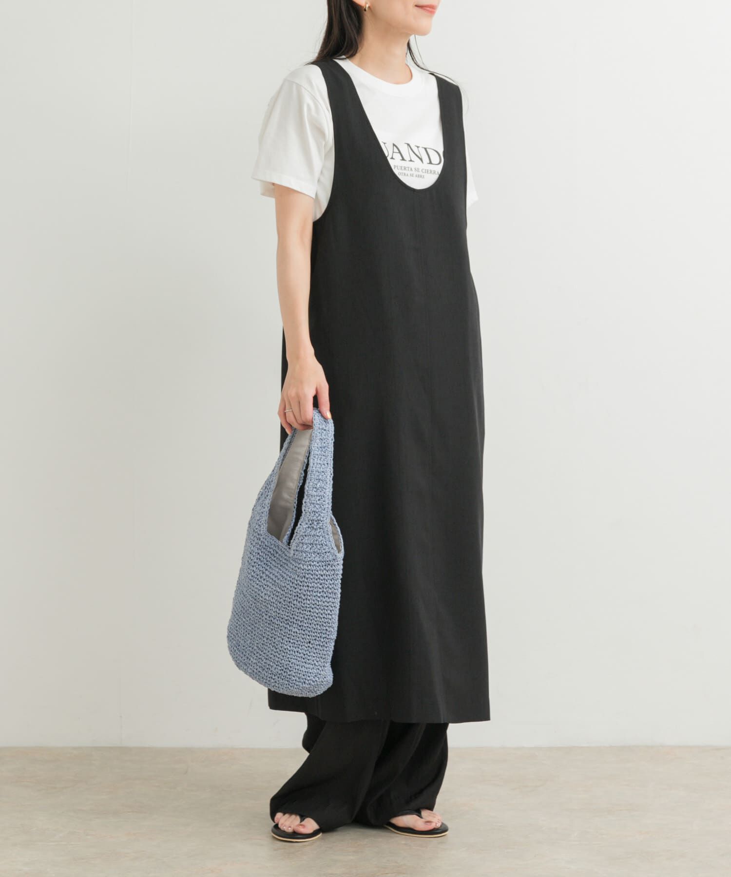 URBAN RESEARCH DOORS「ドライタッチUネックジャンパースカート」|ワンピース|