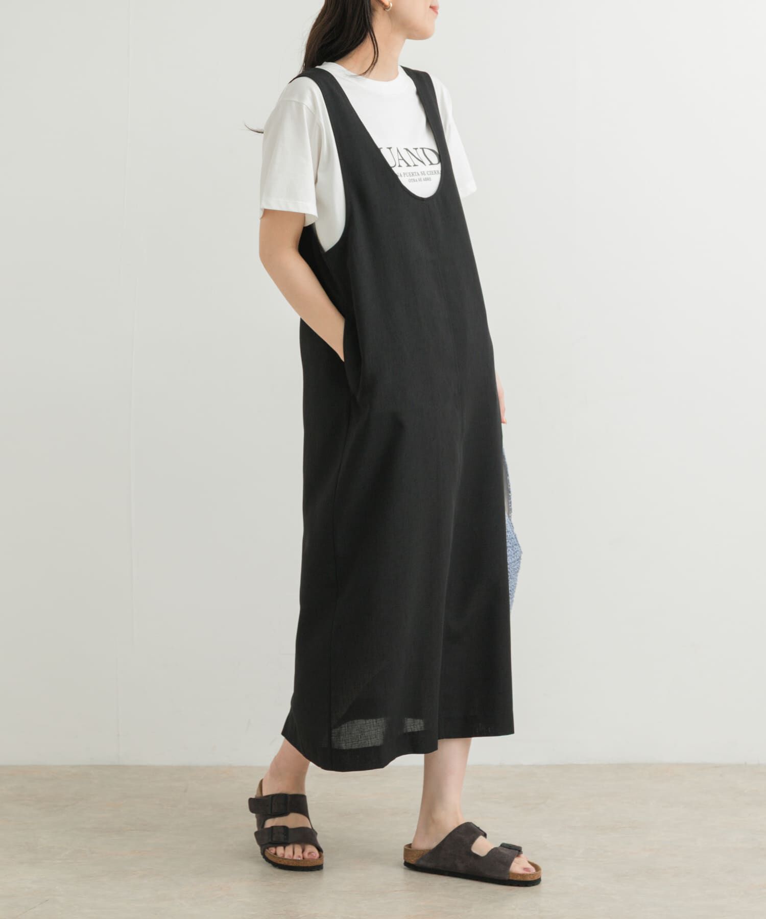 URBAN RESEARCH DOORS「ドライタッチUネックジャンパースカート」|ワンピース|